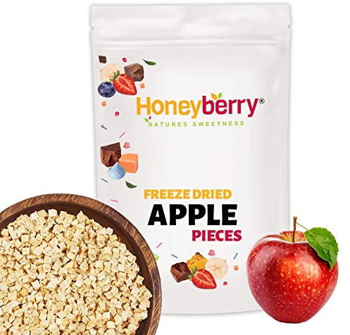 Freeze Dried Apple Pieces 250g - 100% Natural Freeze Dried Fruit Bits - Dehydrated Apple Pieces for Baking, Cake or Dessert Decorating - Unsweetened Fruit Chunks Perfect as a Snack or Emergency Food