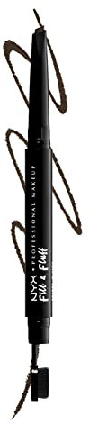 NYX Professional Makeup, Fill & Fluff Pomade Matita per Sopracciglia, Formula Cremosa, Punta Precisa, Scovolino Piatto per Sfumare, Espresso