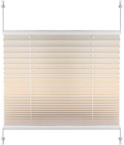 S SIENOC Plissee Klemmfix Fenster Plissee Rollo Sonnenschutz Ohne Bohren Rollo Fenster & Türen inkl. Zubehör (Beige, 75x130 cm)