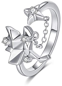 PEIMKO Starlight Einhorn Ring 925 Sterling Silber Zeigefinger verstellbare offene Tierringe, Einhorn Schmuck für Frauen und Mädchen (52)