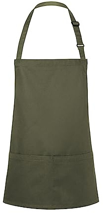 Karlowsky BLS 6 PURE Kurze Latzschürze BASIC mit Schnalle und Tasche, 65% Polyester/35% Baumwolle, Moosgrün, Einheitsgröße