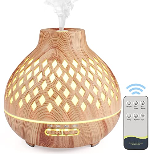 Czemo Aroma Diffuser 400ml Ultraschall Luftbefeuchter Duftöl Duftlampen Aromatherapie Diffusor mit Fernbedienung und 14 Farben LED für Yoga Büro Schlafzimmer