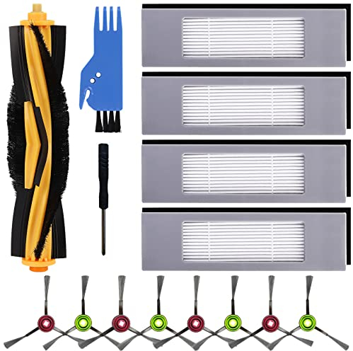 19 Pz Accessori di Ricambio per ECOVACS DEEBOT OZMO 950 920 T8,T8+,T8 AIVI,T9,T9+,N8,N8+,N8 Pro,N8 Pro+ Serie Robot Aspirapolvere,1 Spazzola Principale,8 spazzole Laterali,4 Filtro Hepa,4 Spugne