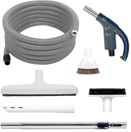 Trousse Retraflex Complète avec Flexible, Poignée, Brosses et Canne Télescopique pour Aspirateur Centralisé avec Système Retraflex - Garantie 2 Ans (15 ML)