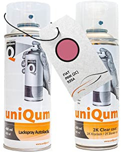 UniQum Autolack + Klarlack 2K Spraydose fürs Auto für FIAT PINK (2C) 935A Autolack Reparatur 2 x 400 ml