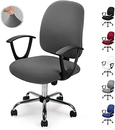 Computer ufficio sedia della copertura coprisedia elasticizzato rimovibile Copertina Cover da Sedile Coprisedia separato in stile semplice e moderno, per sedie da ufficio girevoli-No Sedia (Grigio, 1)
