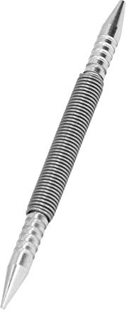 Double Head Nail Setter and Punch Tool, Metal Spring Centre Punch, Hammerless Dual End Design