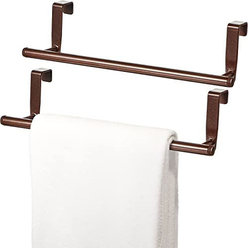2 Pack Towel Rack for Cabinet, Over Cabinet Bar, Strong Steel Towel Holder, 9 Inch for Home Kitchen Bathroom Doors(Bronze)