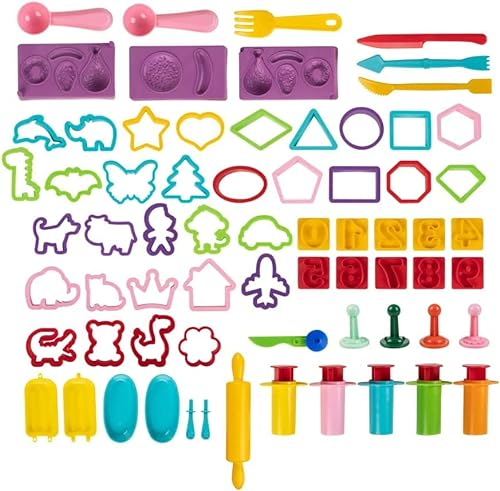 Genio Kids Knete Zubehör Knetwerkzeug 50 Stück Knetset - Knetmasse Plastilin Knetzubehör Knete Werkzeug für Kinder, Mädchen und Jungen (Classic)