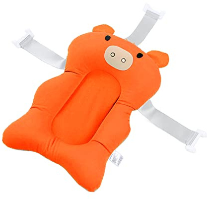 Almohada de Baño para bebé, Algodón Seguro, Ajustable, Transpirable, Cojín de Apoyo para Baño de bebé, Suave para Recién Nacido para Ducha (Naranja)