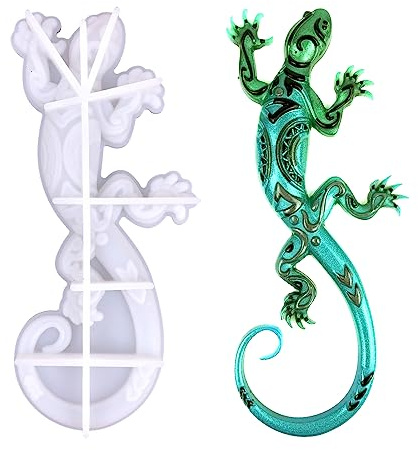 Stampo in silicone per geco 3D Stampo in resina animale grande statua di animali che crea stampi epossidici DIY stampo per fusione artigianale per regalo Decorazione da parete