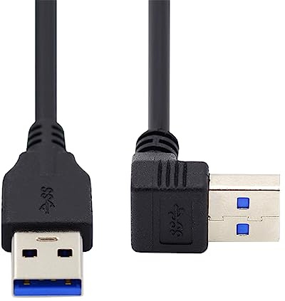 NFHK Abgewinkelter USB-3.0-Typ-A-Stecker auf geraden 3.0-Typ-A-Stecker, Datenkabel mit 5 Gbit/s, 90 Grad, 40 cm