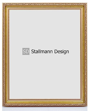 Stallmann Design Barockrahmen “OIA” | 10x15 cm | Gold | Echtholz-Bilderrahmen antik | mit Kunstglas | Fotorahmen aus Holz im Vintagestyle