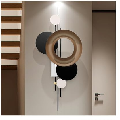 HEBOIX Arte moderno geométrico grande de metal para pared, esculturas de pared 3D, hechas a mano, decoración de pared para sala de estar, comedor, dormitorio, entrada, cocina, oficina