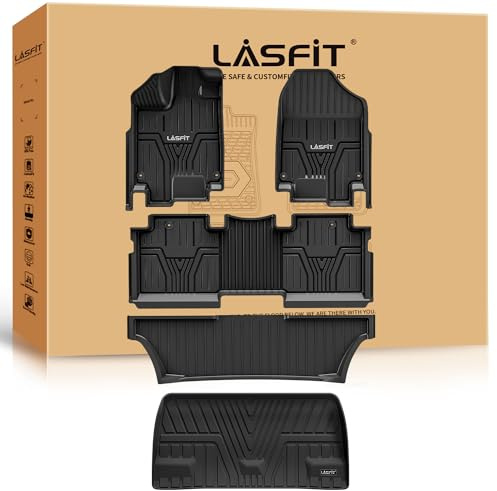 LASFIT Floor Mats & Trunk Mat for Honda Odyssey 2026 2025 2024 2023 2022 2021 2020 2019 2018 Mini Passenger Van, All Weather TPE Car Floor Liners-1st & 2nd & 3rd Row & Cargo Mat Full Set