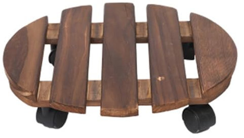 tooloflife Pflanzenroller mit 4 Rädern, 12 Zoll Rund Pflanzenbehälter aus Holz, Blumenroller Pflanzenbehälter mit feststellbaren Metallrollen für große Pflanzentöpfe Blumentöpfe Terrasse