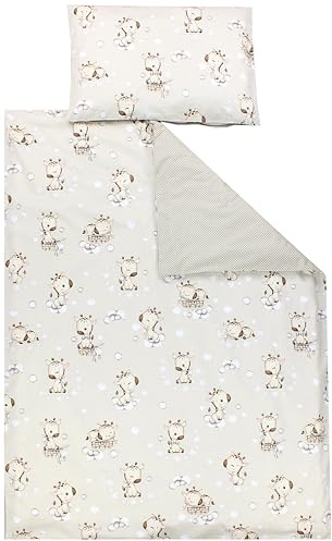 TupTam Kinder Bettwäsche Gemustert 2-Teilig Wendebettwäsche, Farbe: Giraffe Beige Punkte, Größe: 135x100 cm