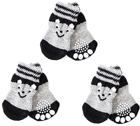 INOOMP 3paare Pfotenschutz Für Kleine Hunde rutschfeste Haustiersocken Für Innenbereiche Schützen Boden Und Möbel Angenehm Für Pfoten
