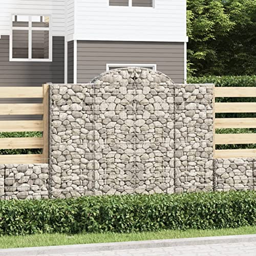 Chaduof Gabionen mit Hochbogen 4 STK Gabionenkörbe, Gabionen Hochbeet, Steinkorb, Gabionengitter, Drahtkorb Für Pflanzen, Kräuterspirale Für Garten, 200x50x160/180cm Verzinktes Eisen