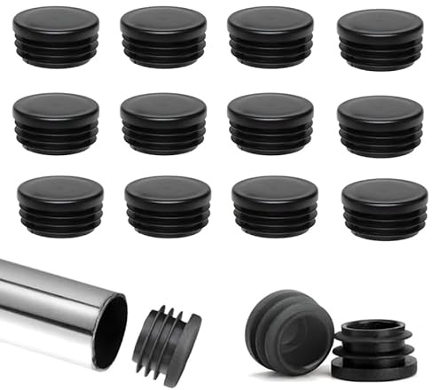 40 Stück 22 mm Plugs Diameter Lamellar Plug Cover Cap Plastic Lamellar Pipe Plugs Black for Round Pipes with Furniture Gliders Round Kunststoff abdeckkappen