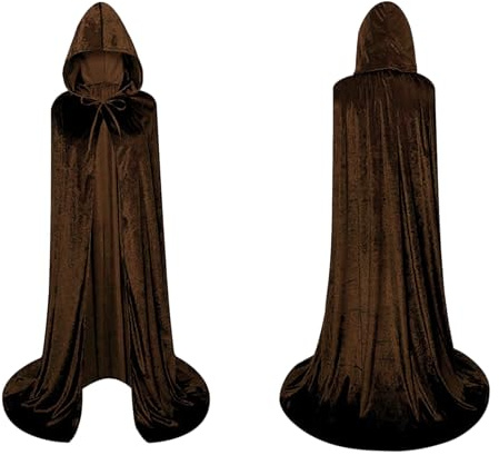 Capa con Capucha Terciopelo Largo Unisex Adulto y Niño, Capa Vampiro Bruja Muerte Monja Dracula Medieval, Capa Terciopelo Hombre Mujer Niños para Halloween y Carnaval