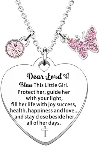 JETTOP Christening Gifts for Girl, Cross Necklace for Girls, First Communion, Baptism, Little Girls Easter Confirmation Gifts for Godchild