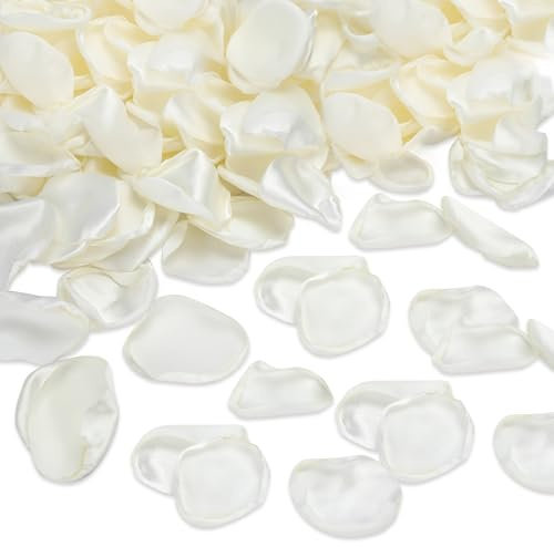 Milifox 200 Stück Rosenblätter Deko Konfetti,Blütenblätter Hochzeit,Rosenblätter Künstlichr für Hochzeit,Valentinstag,Party,Tischdekoration,Romantische Nacht,Wiederverwendbare,Elfenbein