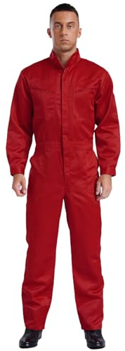 ranrann Homme Combinaison de Travail Manches Longues Salopette Vêtement de Travail Workwear S-4XL Rouge XXL