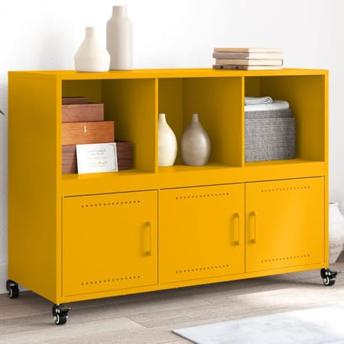 Xichuzi Sideboard Senfgelb 100,5x39x72 cm Kaltgewalzter Stahl, Kommode Schlafzimmer, Kommoden & Sideboards, Wohnzimmerschrank, Flur Kommode, Zimmer Möbel - 846737