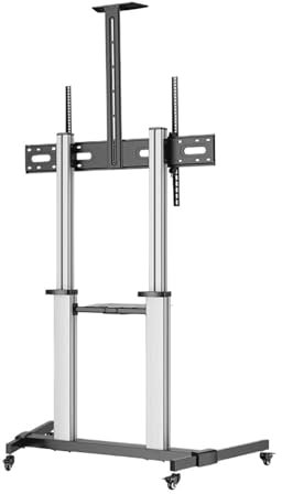 QAUUCP Carrello TV Regolabile in Altezza Supporto TV Mobile in Alluminio for carichi Pesanti con Ruote for Schermo Piatto da 100 Pollici Mobile TV con Ruote