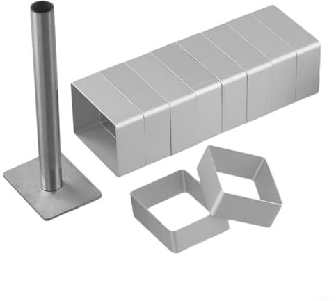 Lot de 11 emporte-pièces carrés en acier inoxydable avec tampon - Outils de pâtisserie carrés pour fondant et gâteau