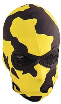PGWEAR Sturmhaube Camouflage - Atmungsaktive Balaclava mit Netzaugen - Herren Vollgesichtsmaske in Tarn-Optik (Blau, Rot, Gelb) - Streetwear & Fanwear - Made in Europe