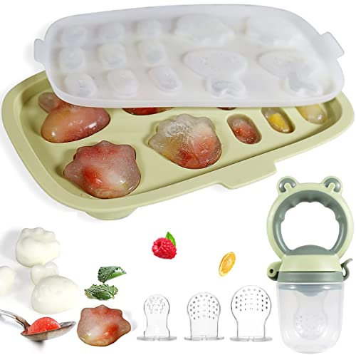 Helado de hielo para bebé con alimentos para frutas para bebés, bandeja para congelar, comida para bebés, recipiente de almacenamiento de silicona para cubitos de hielo, congelador, molde seguro para