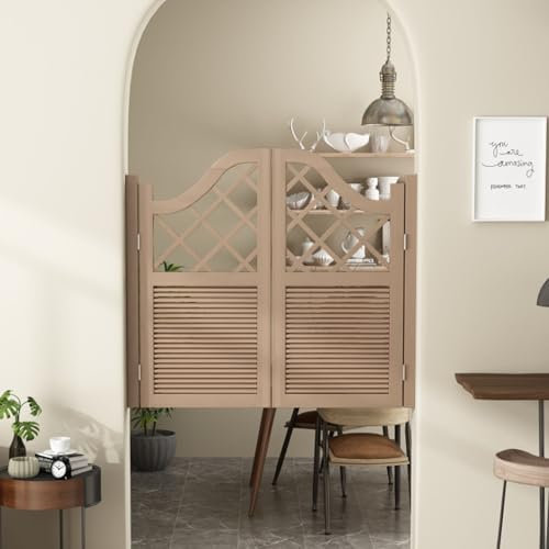 Porte a battente in legno massello con chiusura automatica, design retrò a mezza vita per cucina e bar, 95 x 80 cm, perfette per scale e recinzioni, elegante e durevole per interni