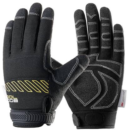 COOLJOB Winter Arbeitshandschuhe für Herren, 3M Thinsulate Thermohandschuhe mit rutschfester Polsterung, Gartenhandschuhe für schwere Arbeiten bei Kälte, Schwarz (L-XL)