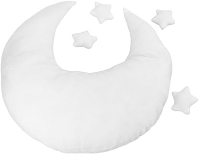 SHINEOFI Stern und Mondförmiges Posierkissen für Babyfotografie Requisiten für Neugeborenenfotos Accessoires Studiozubehör Weiß Set für Fotoshooting