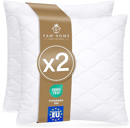 FAM Home Dekokissen 50x50 2er Set – Sofakissen auch als Schlafkissen | Extra weich und formstabil – OEKO-TEX zertifiziert, bei 95 °C waschbar und ideal für Sofa, Bett und erholsamen Schlaf.