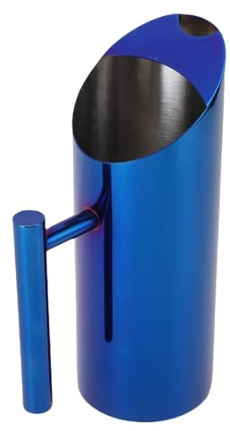 Luocute Pichet à Eau, 1L 304 Pichet à Boisson en Acier Inoxydable avec Bec Anti-fuite pour Cocktail Fleur thé Infuser à Froid (BLUE)