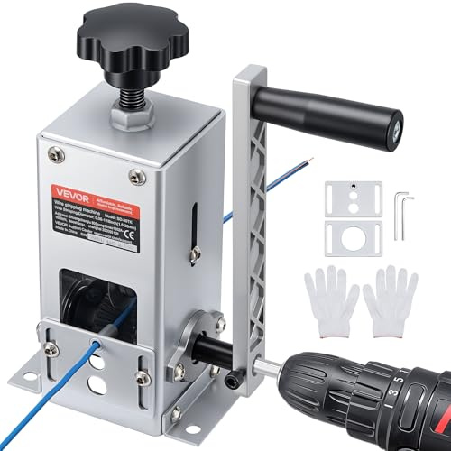 VEVOR Manual Wire Stripper Machine, 0.06-1.18 in, Copper Cable Stripper Tool, Hand Crank or Drill Powered Modes, Heavy-Duty Q235 Frame Wire Stripping Machine, Easy to Use, for Scrap Copper Recycling