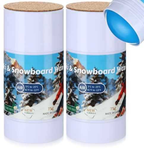 Lyrow 2 Pack Rub on Quick Wax for Ski/Snowboard/Nordic/Cross-Country with Easy cork applicator 70g, Universal Wax for Most Temperature