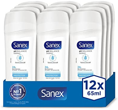 Sanex - Deodorante stick unisex, Dermo Protector, 12 pezzi, 65 ml