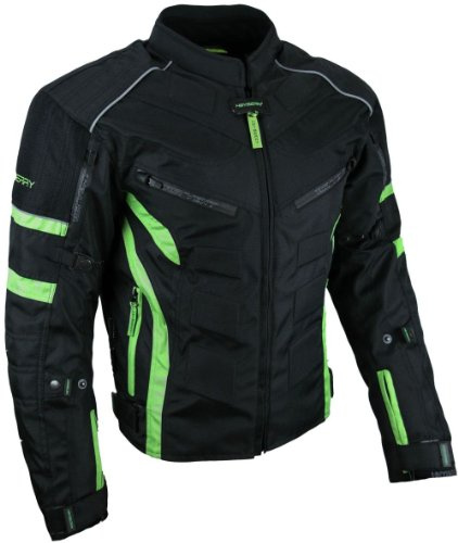 HEYBERRY Kurze Textil Motorrad Jacke Motorradjacke Schwarz Grün