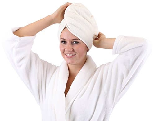 Betz Turban handduk med knapp, huvudhandduk, hårturban, färg: gräddvit