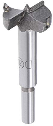 sourcing map Forstner Drill Bits 30mm, Tungsten Carbide Wood Hole Saw Auger Opener Woodworking Hinge Hole Drilling Boring Bit Cutter Gray with 8mm Round Shank