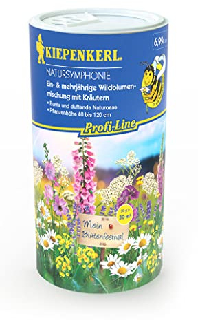 Kiepenkerl Wildblumenmischung Natursymphonie | Wildblumensamen mehrjährig | Für bis zu 30 m² | Bunte und duftende Kräuteroase | Bienenwiese für Bienen, Hummeln und Schmetterlinge