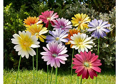 Furniture Checklist Metal Garden Flower Stakes Set Of 12 Multicoloured Garden Decorative Ornaments H58cm x W20cm x D8cm