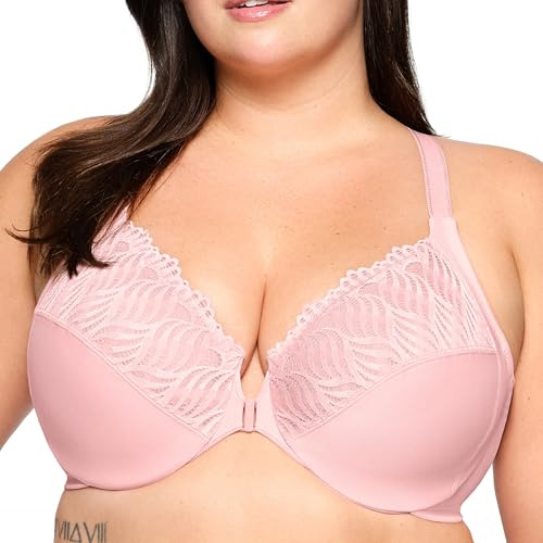 Glamorise Bügel-BH für Damen, Übergröße, vorne geschlossen, T-Rücken, Wonderwire #1246