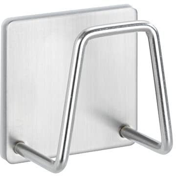 WENKO Universal-Halter Edea für die Küche - Schwammhalter, Edelstahl rostfrei, 5 x 5 x 3.5 cm, Silber matt