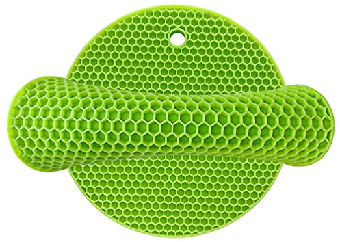 Hitzebeständige Silikon Untersetzer 2er-Set (bis 240°C) – Grün, Ø 18 cm | Rund, Topflappen & Mehrzweck-Matte | Rutschfest, Wasserdicht & Spülmaschinenfest