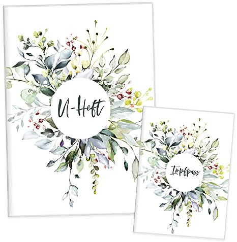 HIMMEL.HERZ.PAPIER® U-Heft-Hülle inkl. Impfpass Hülle - 3- teiliges Set - Hochwertige Hülle für Untersuchungsheft und Impfpass deines Kindes - Grün